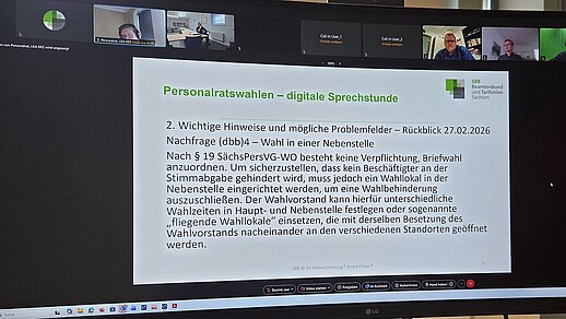 3. digitale Sprechstunde Foto der digitalen Runde zum Thema Wahlvorstände